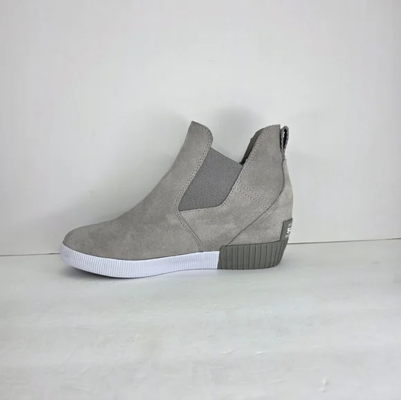 Sorel Women's Out N About Slip-On Casual Wedge Heeled Boot Grey White Size 8.5 - Picture 11 of 15